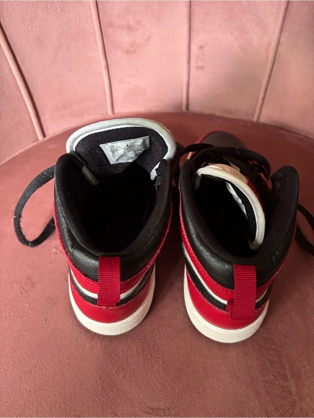 Jordan Kids Red, Black & White High-Top Sneakers